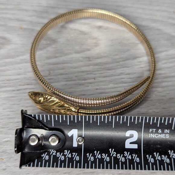 Vintage MCM Forstner 12k Gold Fill Egyptian Revival Coiled Serpent Bracelet - Picture 11 of 13